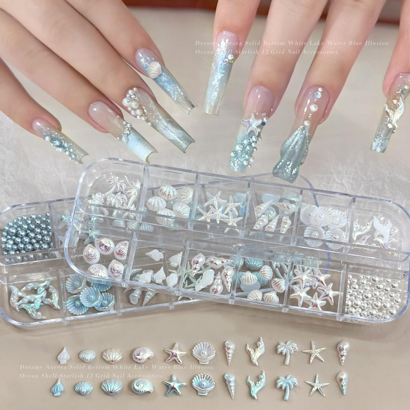 Resin Art Beach Theme - 12 Grades de Decorações de Unhas