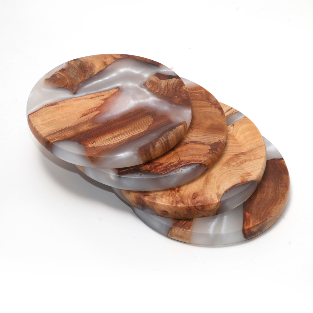 Resin Art Coasters - Conjunto de Porta-Copos, Porta-Copos de Madeira,