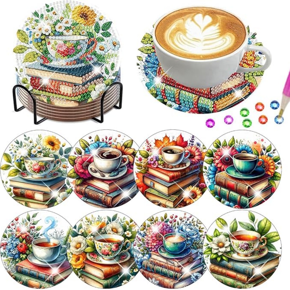 Resin Art Coasters - 8 Peças/Kit DIY de Porta-Copos de