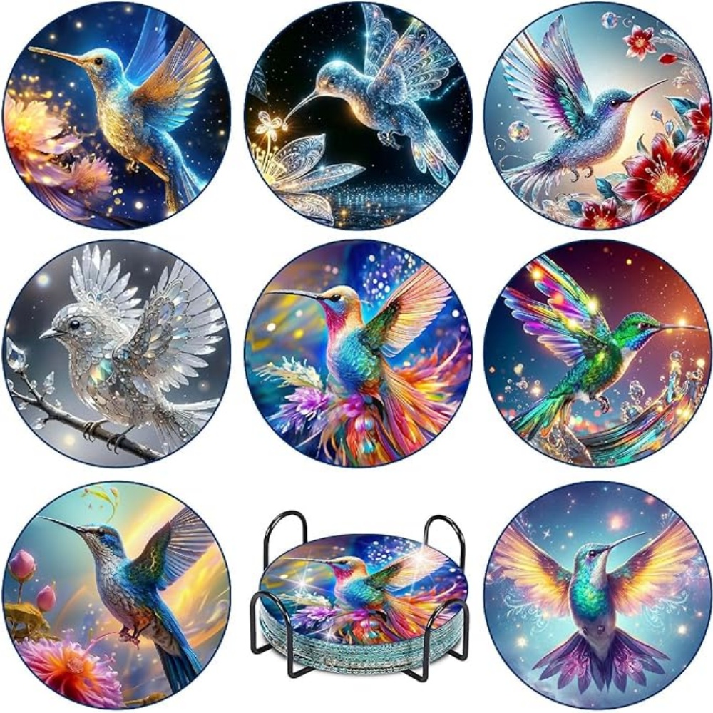 Resin Art Coasters - 8 Peças de Porta-Copos de Pintura