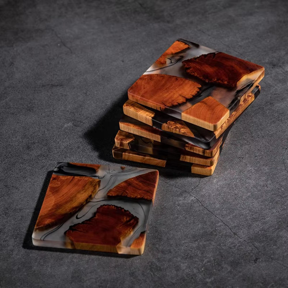 Resin Art Coasters - Coasters de resina de madeira almofada