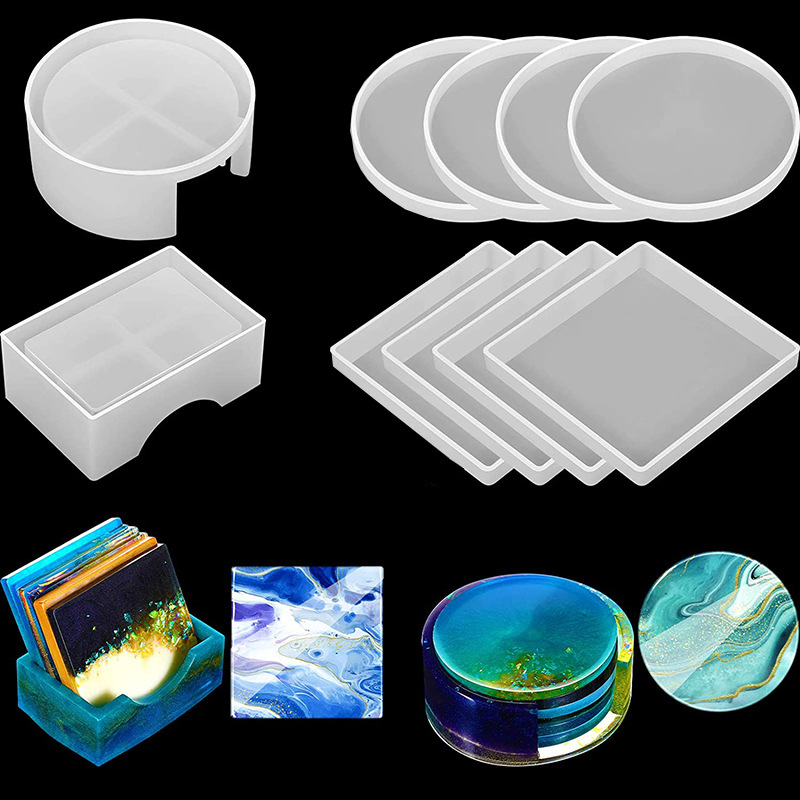 Resin Art Coasters - Molde de silicone quadrado redondo, faça
