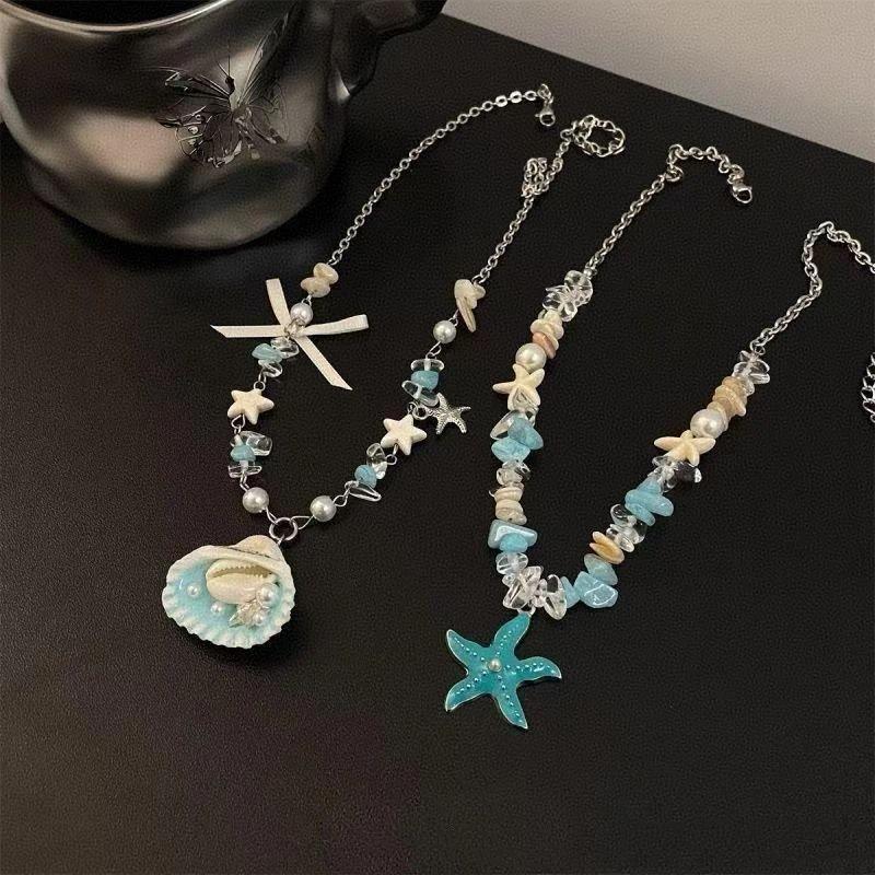 Resin Art Beach Theme - Colar Temático Boho Oceano com Pingente