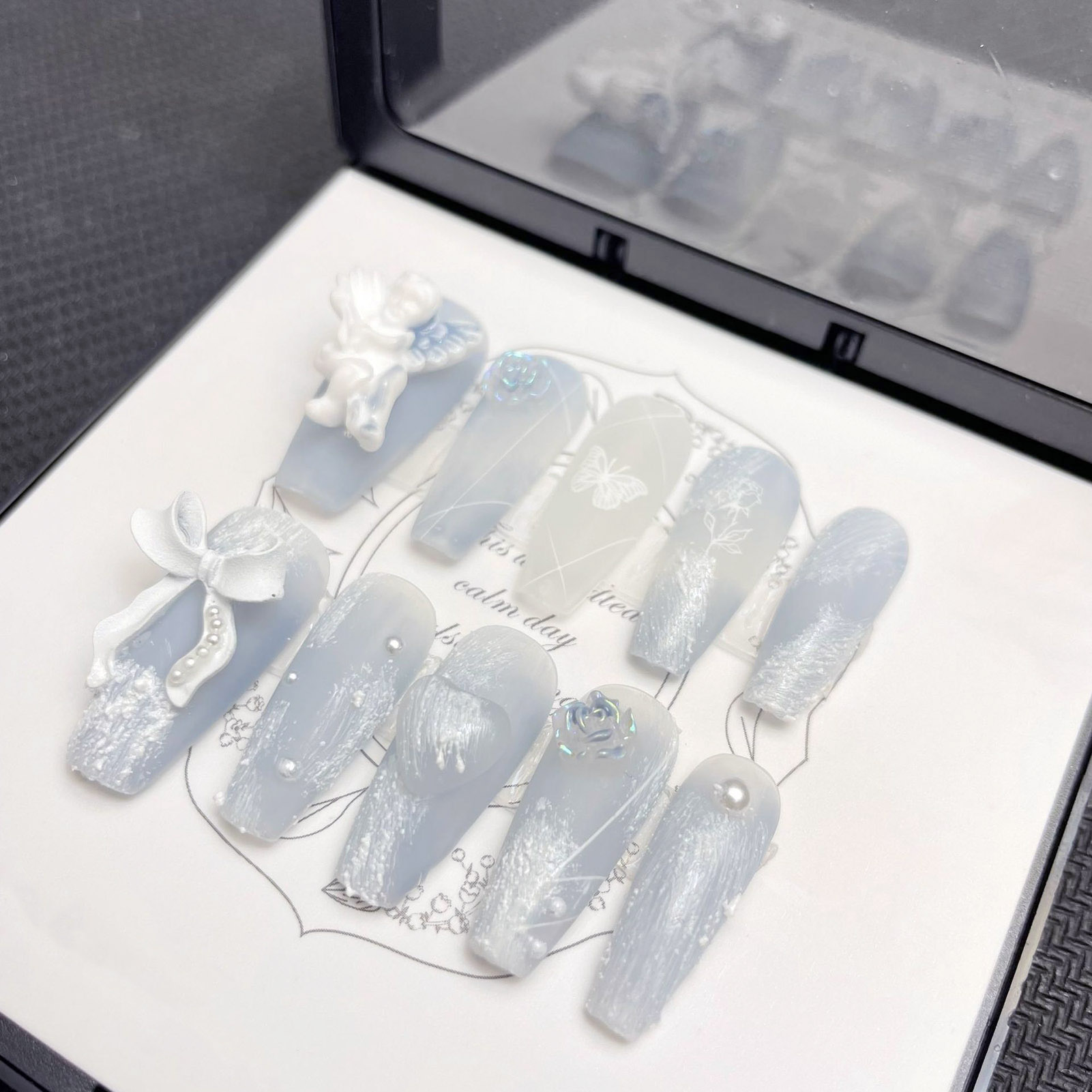 3D Gesso Unhas Falsas com Bowk - Resin Art Flowers avaliação e preço