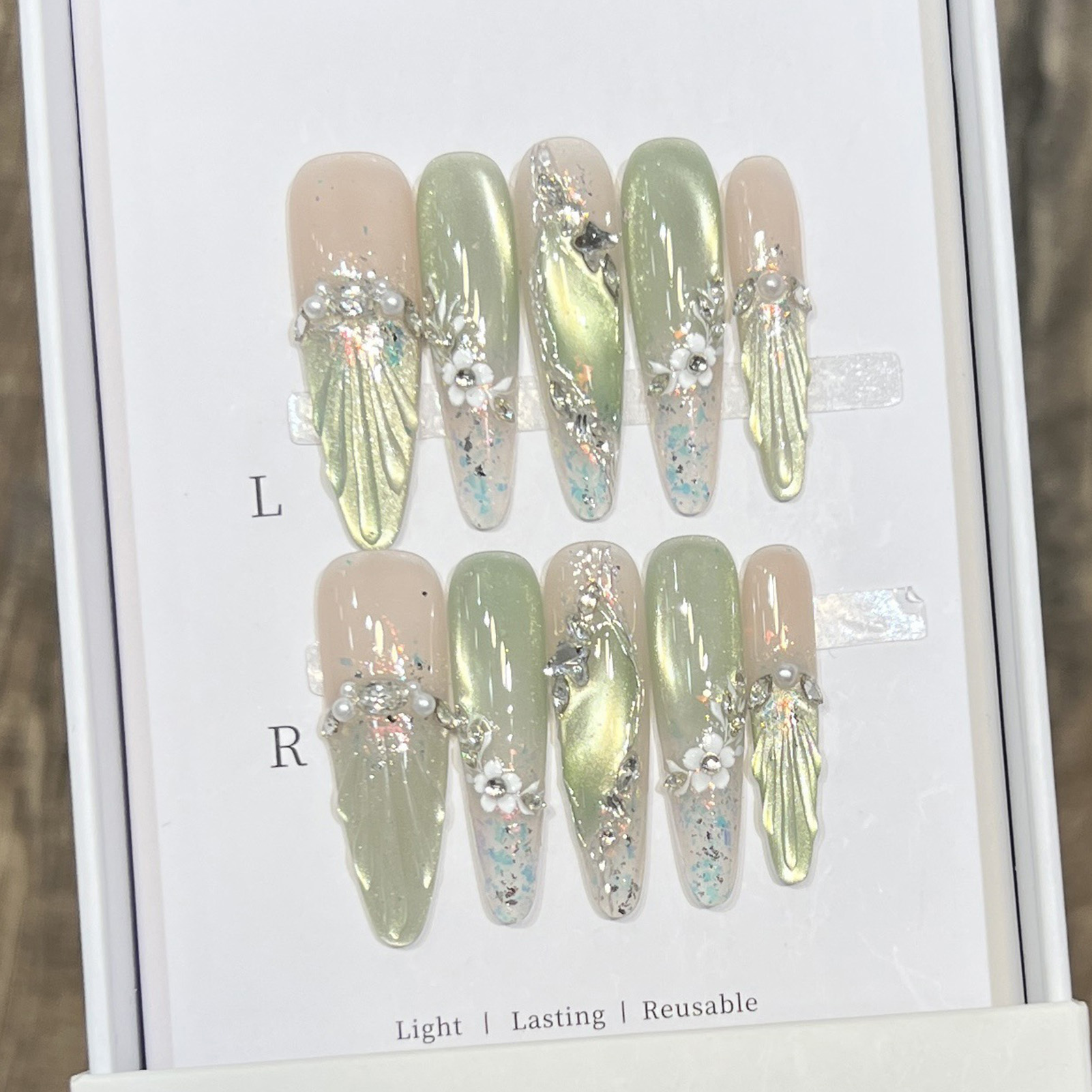 10 pçs longo amêndoa unhas fal - Resin Art Flowers avaliação e preço