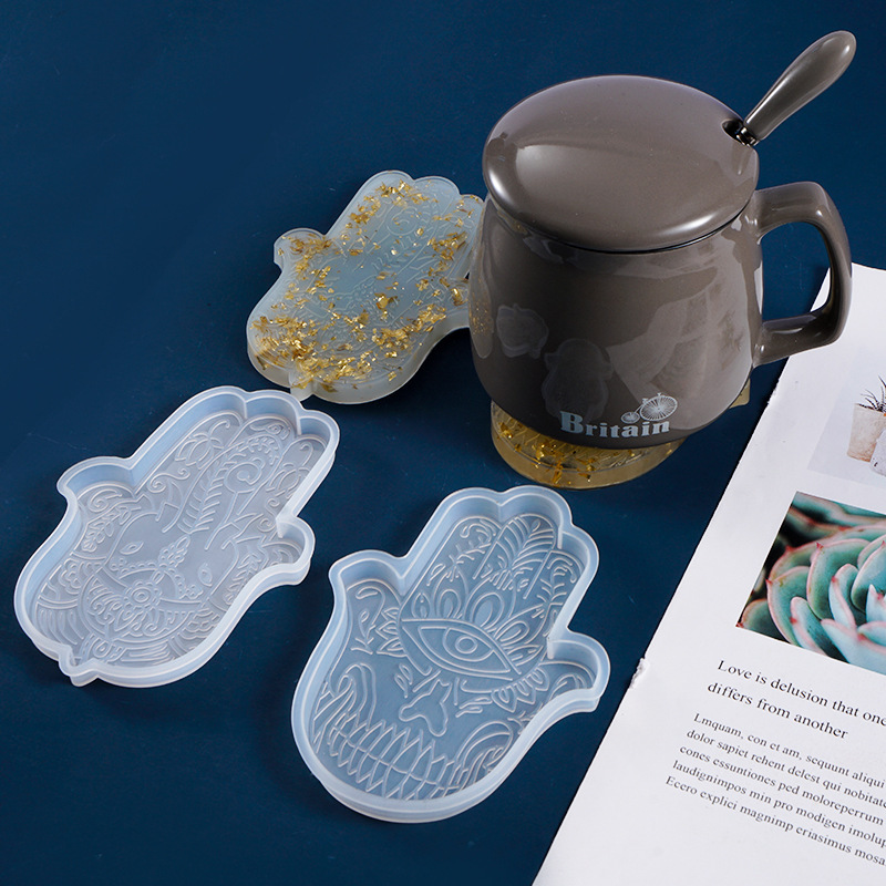 1 pçs diy coaster mão de fátim - Resin Art Coasters avaliação e preço