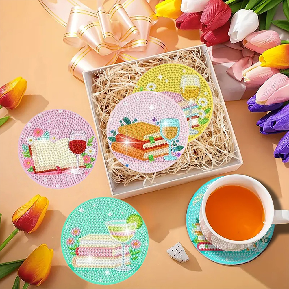8 peças/conjunto com suporte,  - Resin Art Coasters avaliação e preço